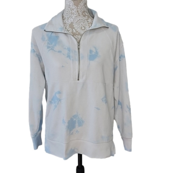 PINK Victoria's Secret Tops - VS Pink Blue Tie Dyed 1/4 Zip Sweatshirt. Size XS.